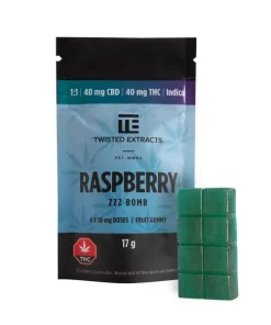 Raspberry Zzz 1:1 Indica Jelly Bomb (40mg THC:40mg CBD)